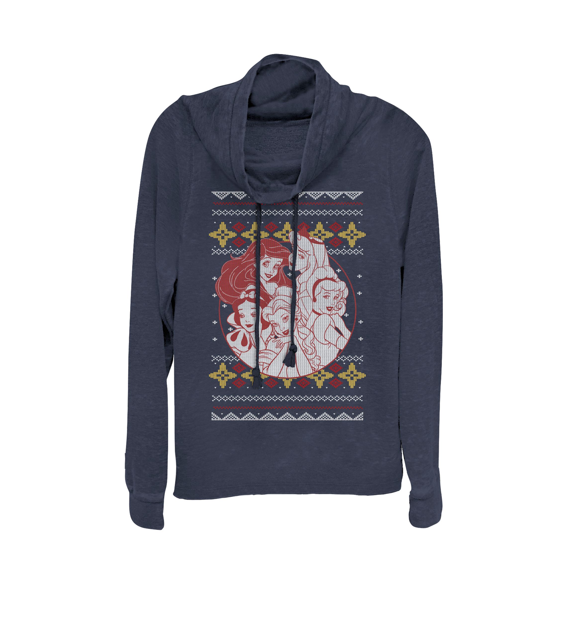 Princess Circle Group Shot Ugly Christmas Cowl Neck Graphic Pullover