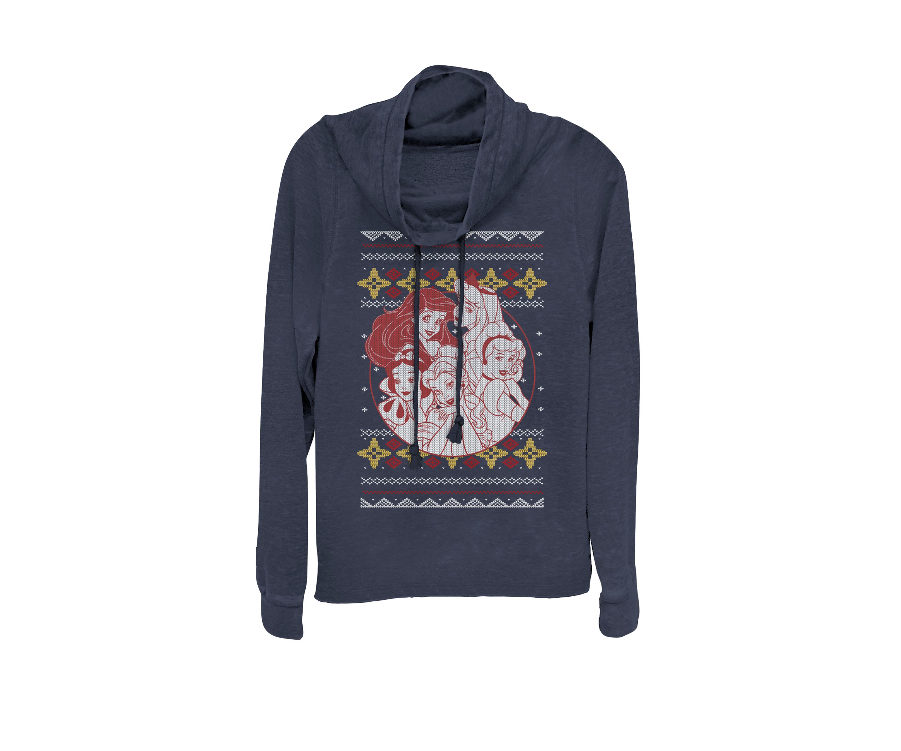 Princess Circle Group Shot Ugly Christmas Cowl Neck Graphic Pullover