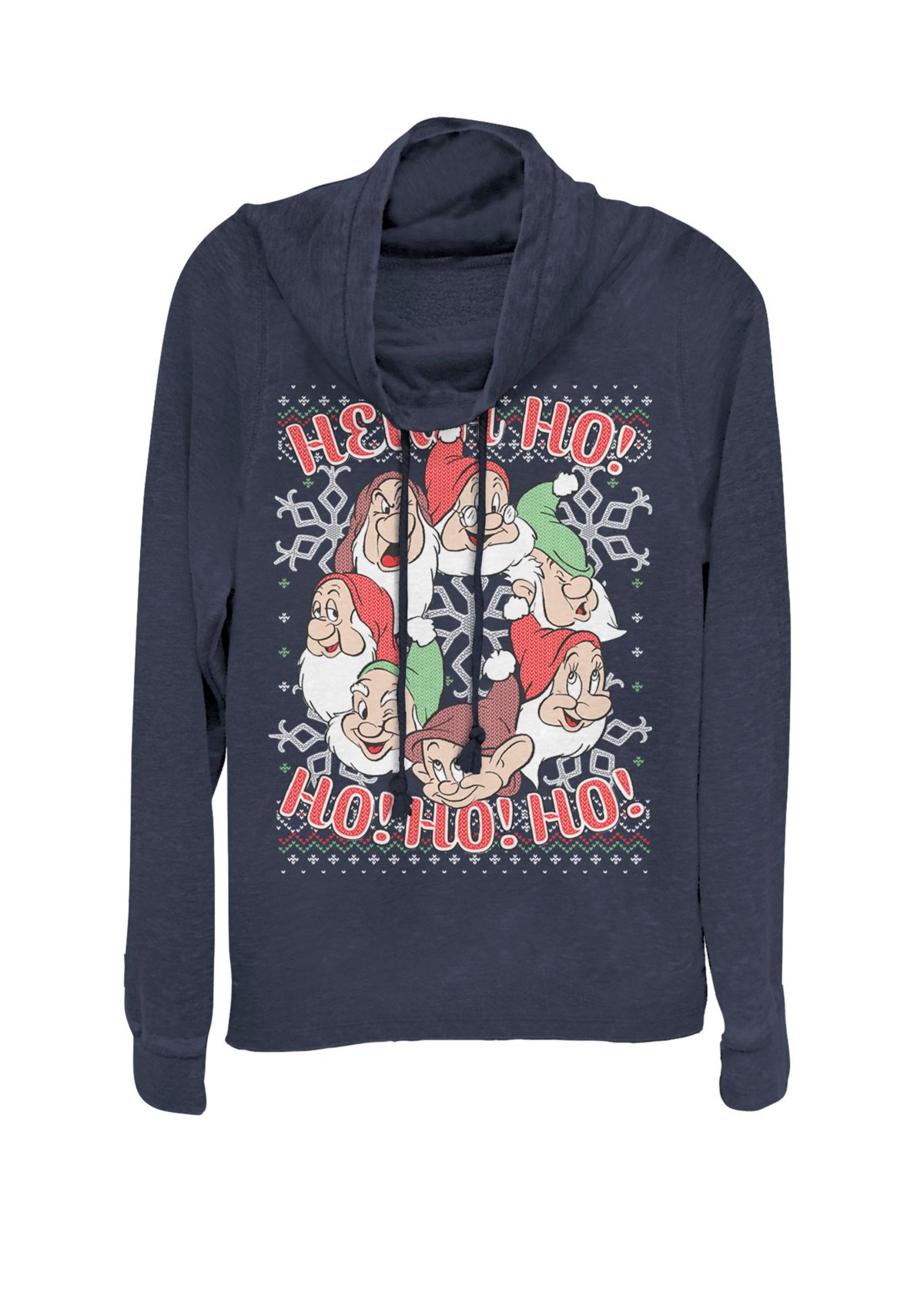 Snow White All Dwarfs Ugly Christmas Sweater Cowl Neck Graphic Pullover
