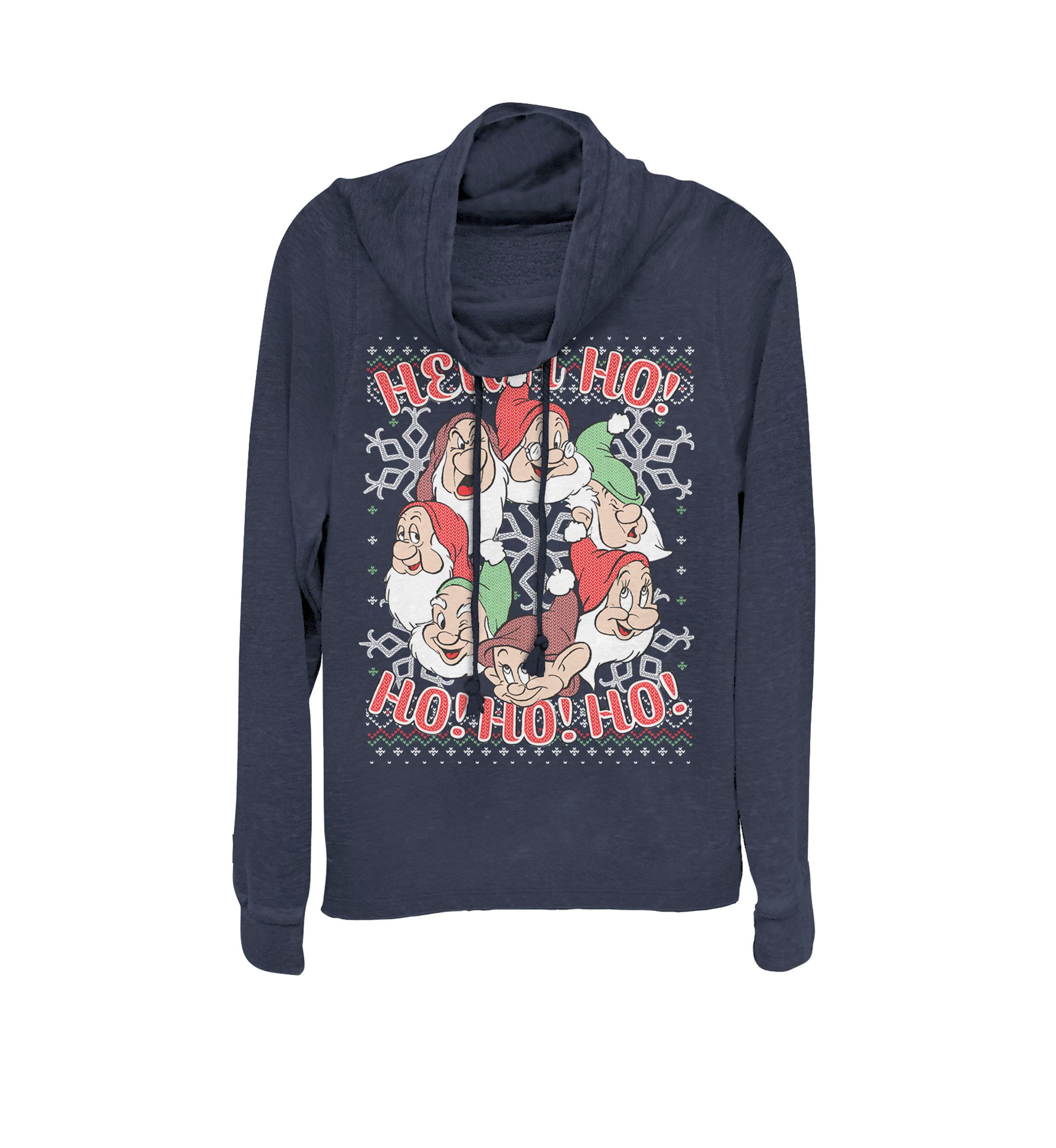 Snow White All Dwarfs Ugly Christmas Sweater Cowl Neck Graphic Pullover