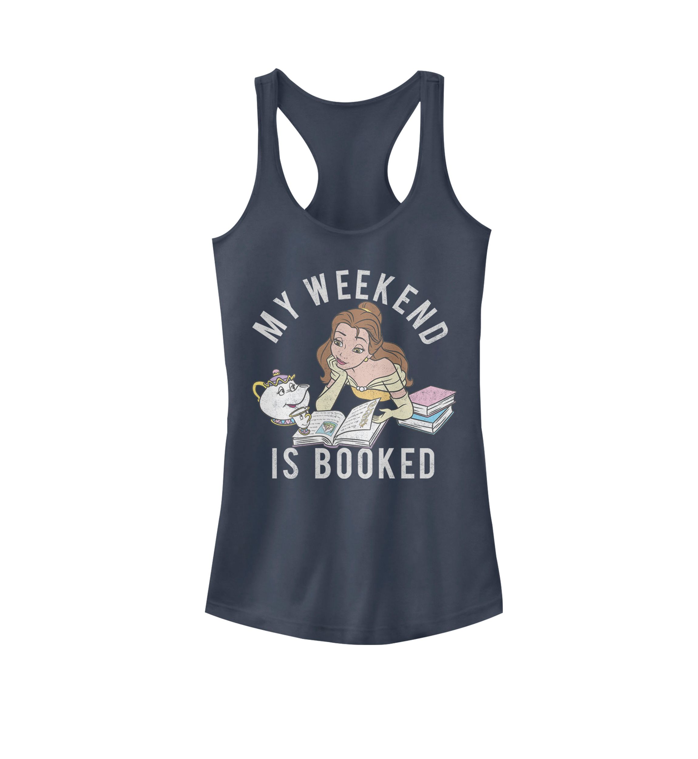 Beauty and The Beast Belle My Weekend is Booked Graphic Racerback Tank