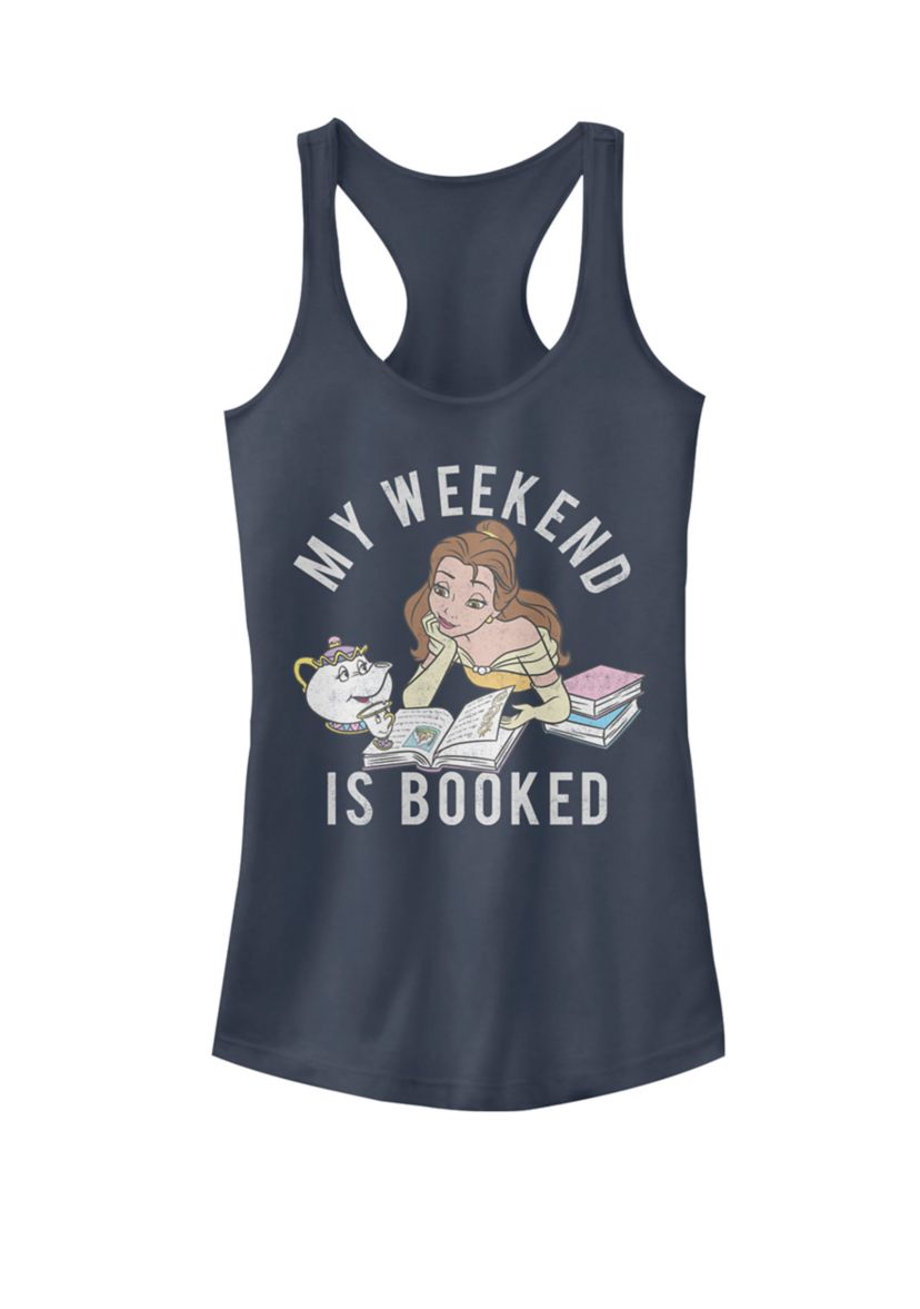 Beauty and The Beast Belle My Weekend is Booked Graphic Racerback Tank