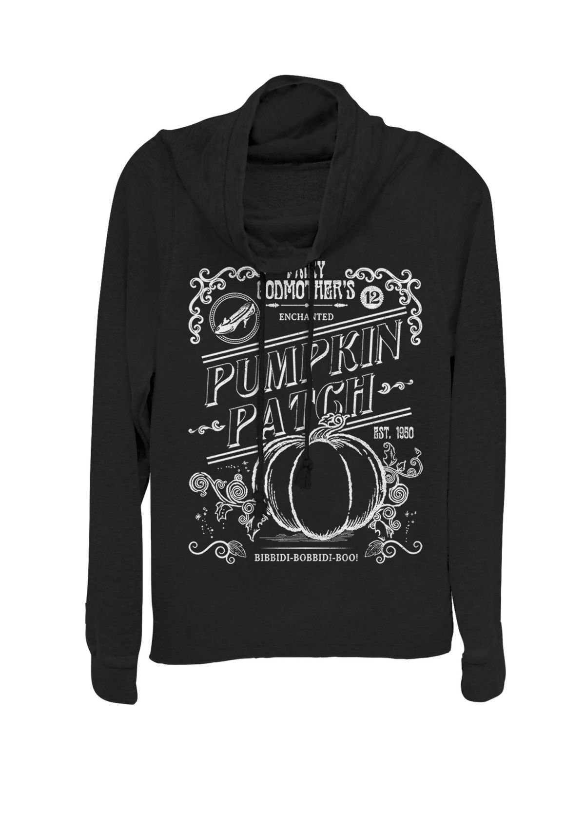 Cinderella Halloween Pumpkin Patch Cowl Neck Graphic Pullover