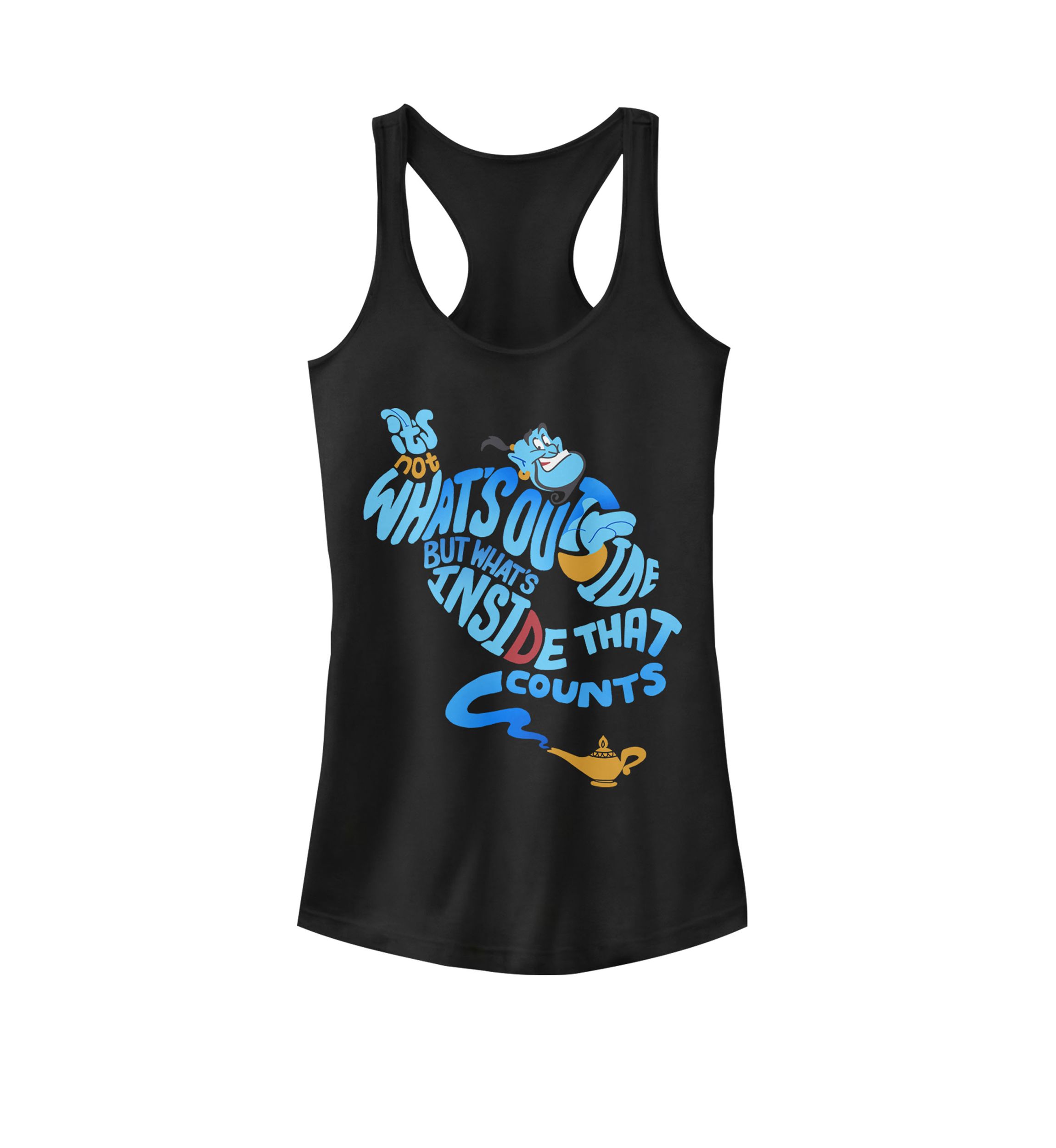 Aladdin Genie It’s Whats Inside That Counts Graphic Racerback Tank