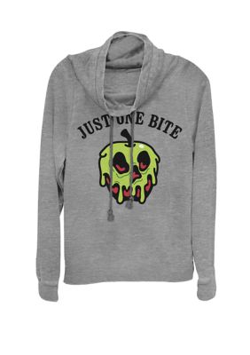Disney Women's Snow White Poison Apple Just One Bite Cowl Neck Graphic Pullover, Gray, XSmall