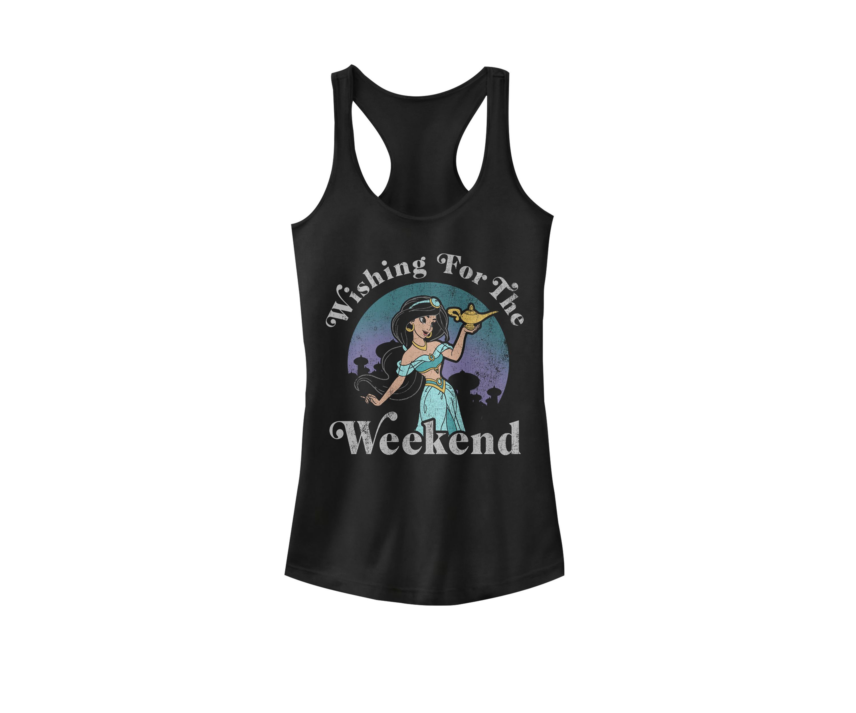 Aladdin Jasmine Wishing for the Weekend Graphic Racerback Tank