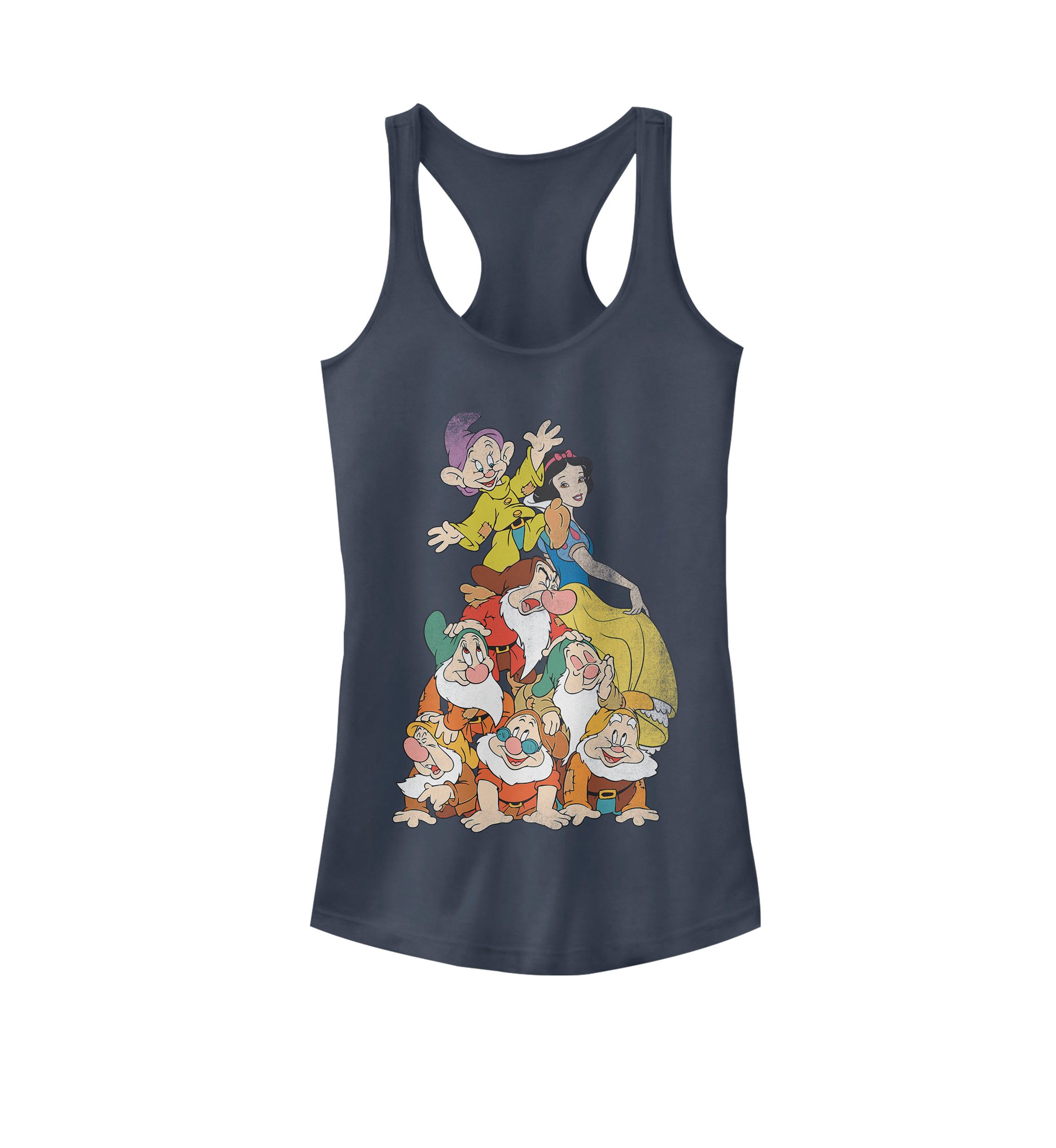 Snow White Seven Dwarf Stack Graphic Racerback Tank