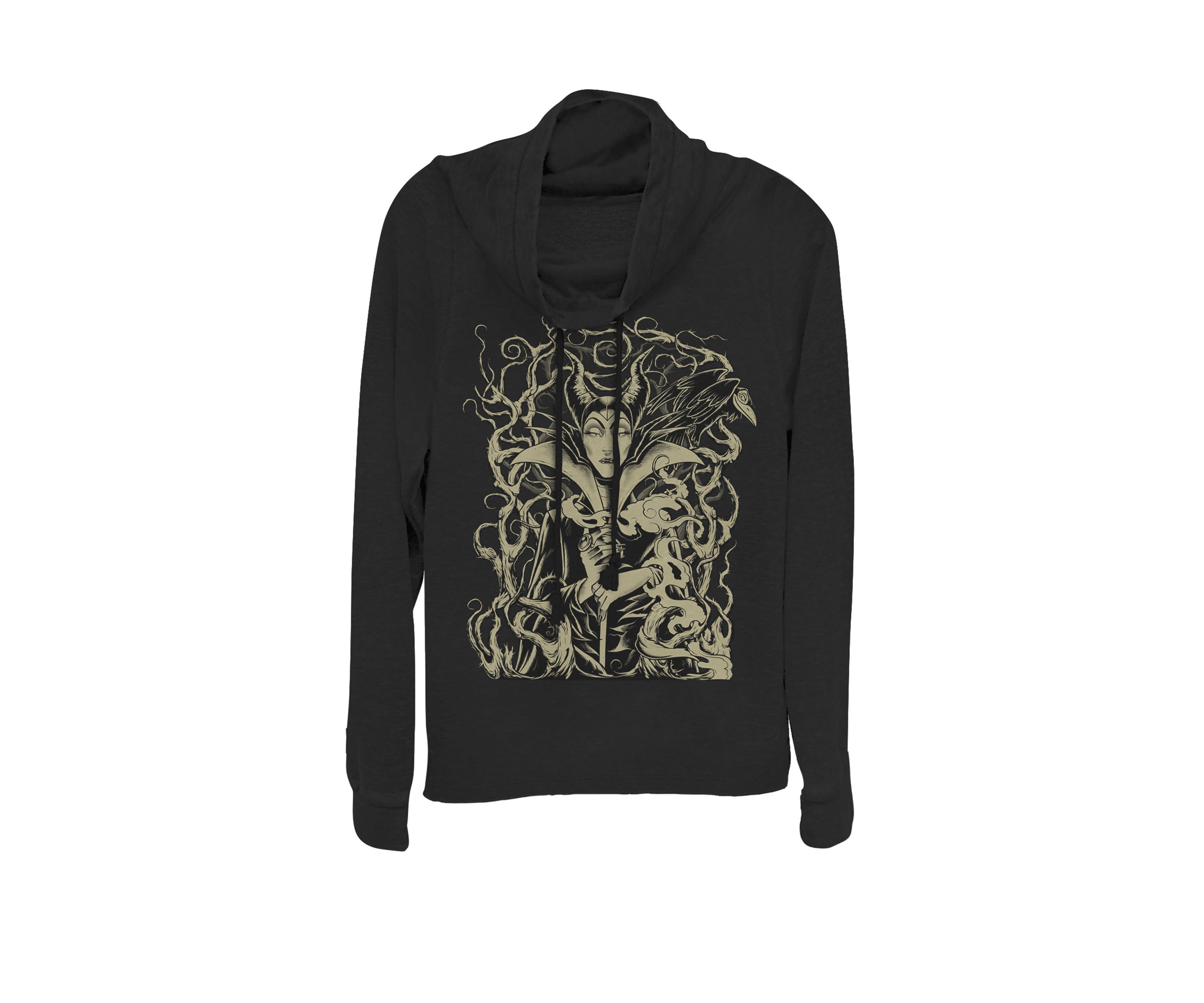 Juniors Sleeping Beauty Maleficent Branch Throne Cowl Neck Pullover