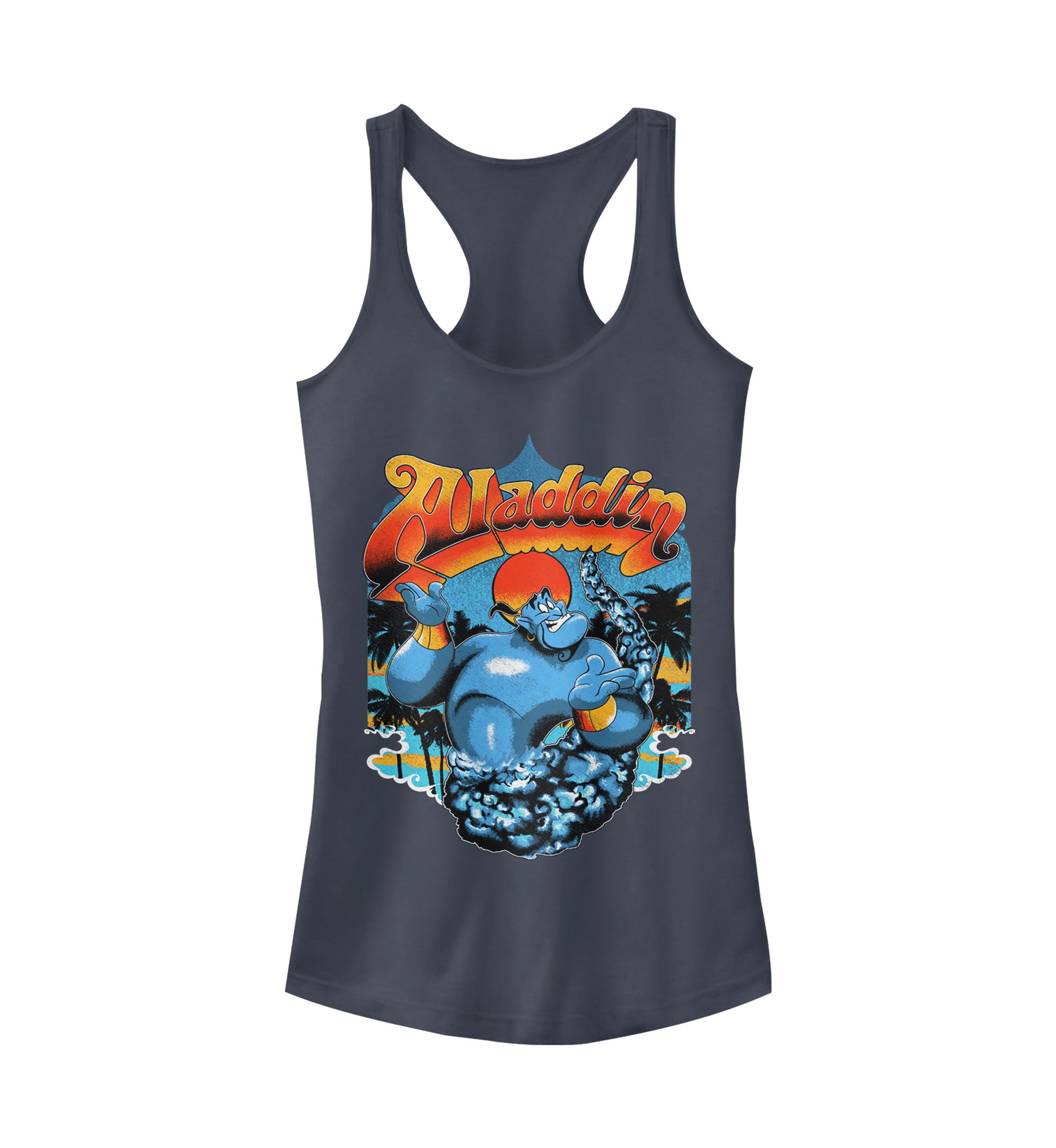 Aladdin Distressed Genie Retro Logo Graphic Racerback Tank