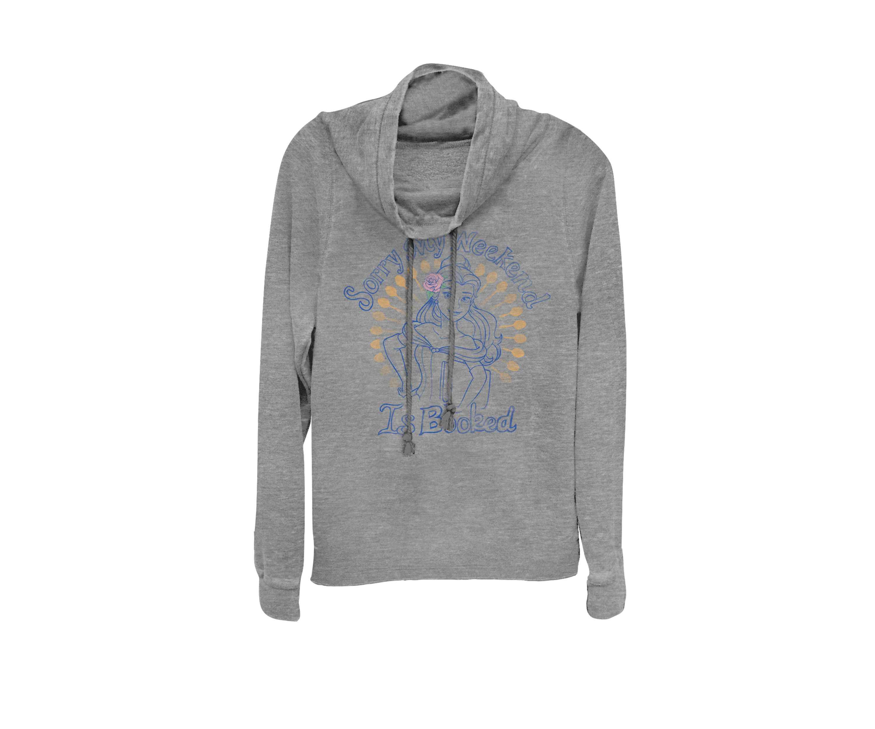 Beauty And The Beast Belle My Weekend Is Booked Cowl Neck Graphic Pullover