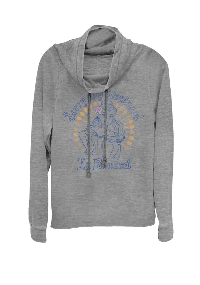 Beauty And The Beast Belle My Weekend Is Booked Cowl Neck Graphic Pullover