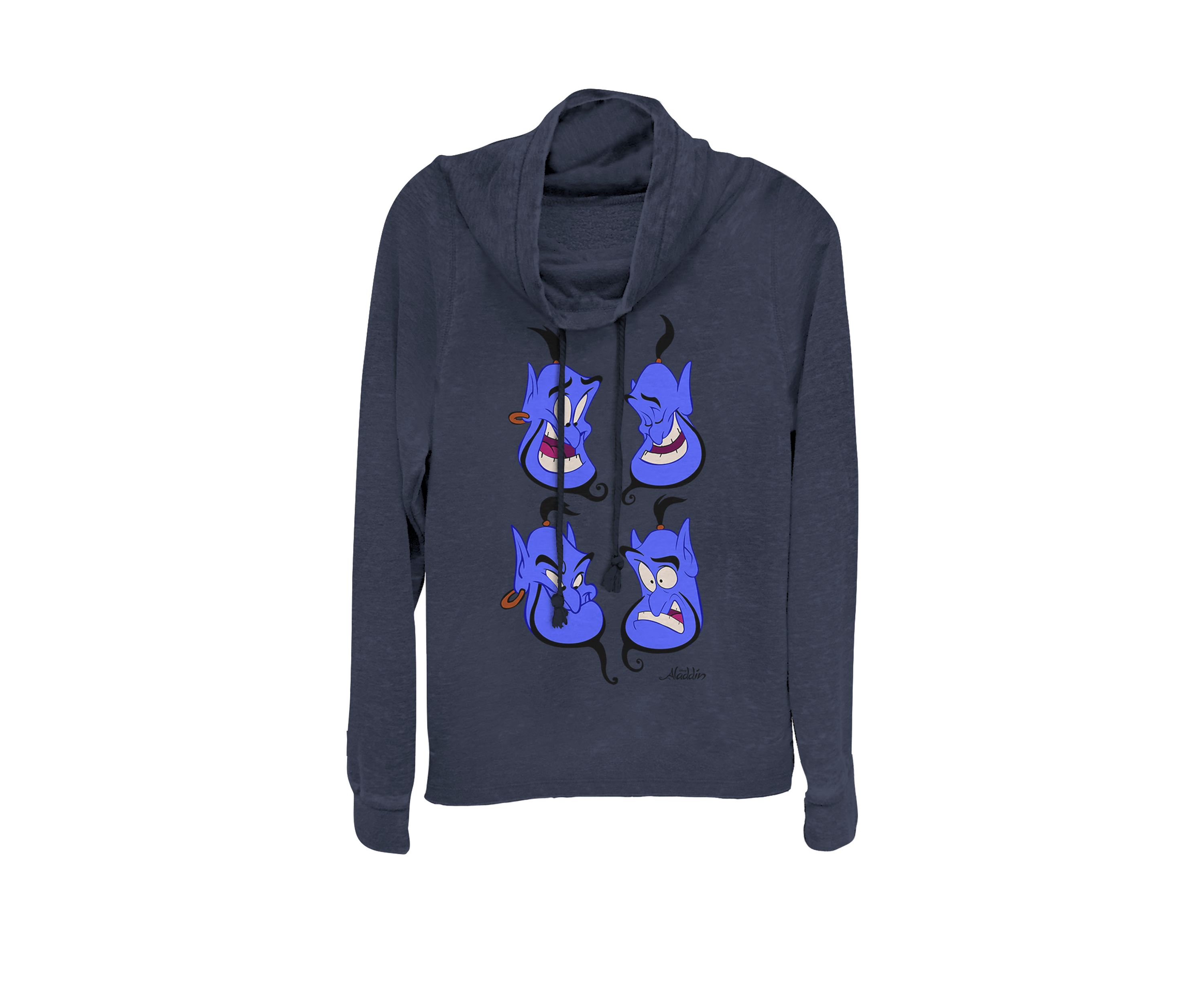 Aladdin Genie Expressions Cowl Neck Graphic Pullover