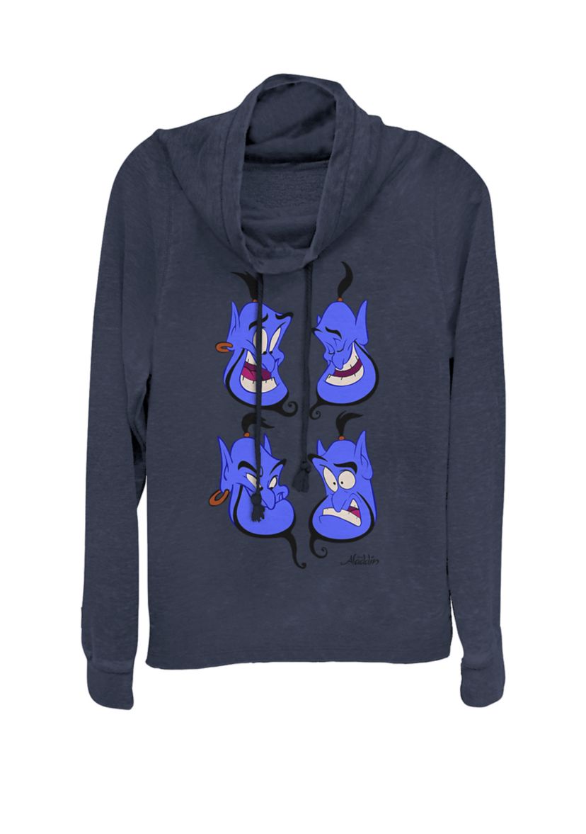 Aladdin Genie Expressions Cowl Neck Graphic Pullover
