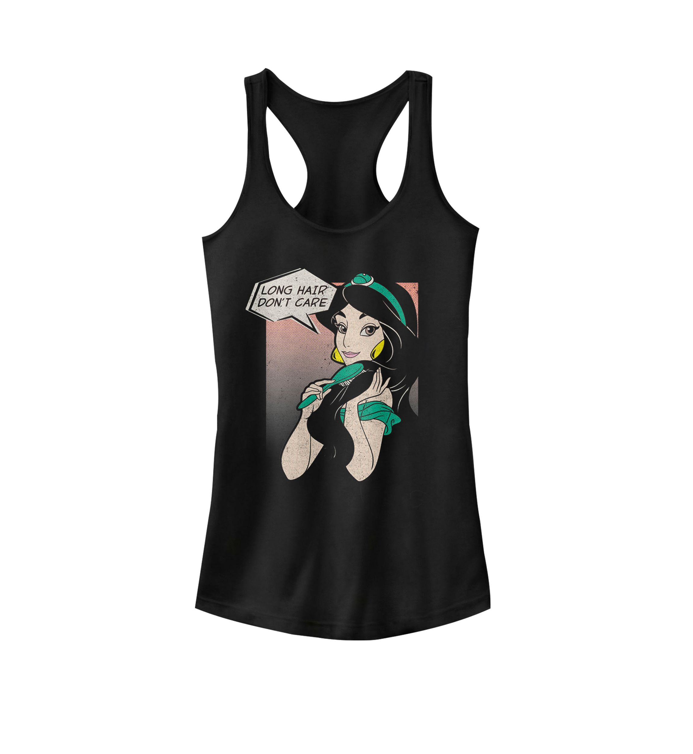 Aladdin Jasmine Hair Dont Care Comic Graphic Racerback Tank