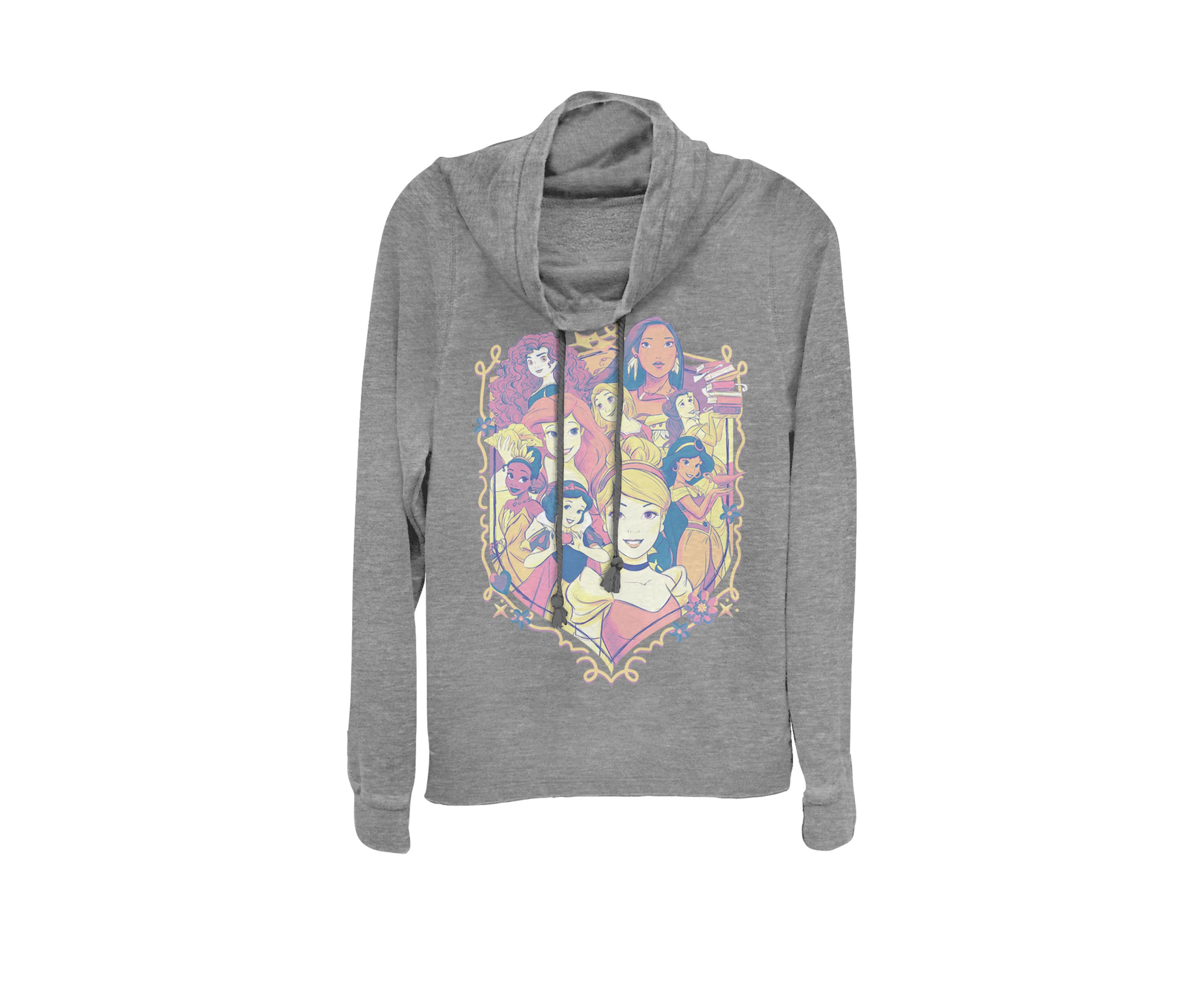 Vintage Princess Shield Cowl Neck Graphic Pullover