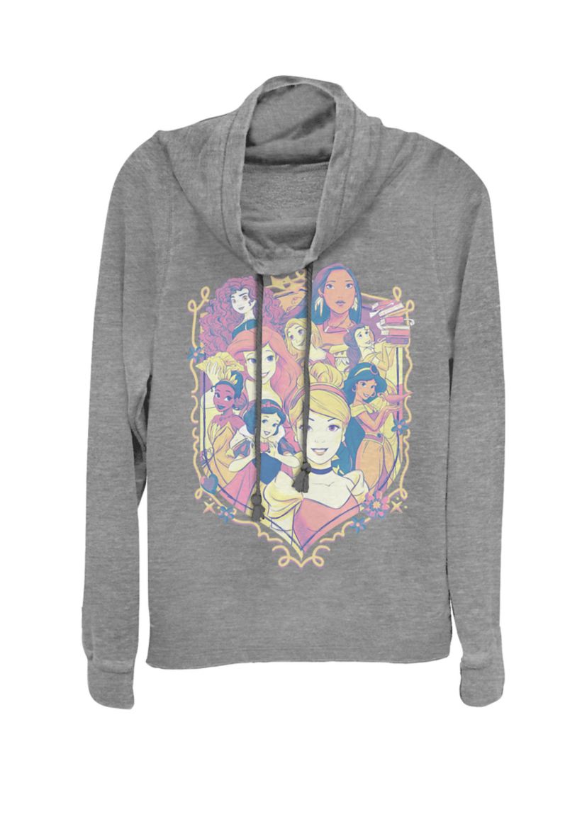 Vintage Princess Shield Cowl Neck Graphic Pullover