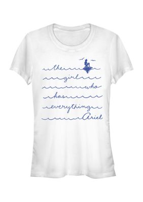 Disney Women's Juniors' Ariel T-Shirt, White, 2XL
