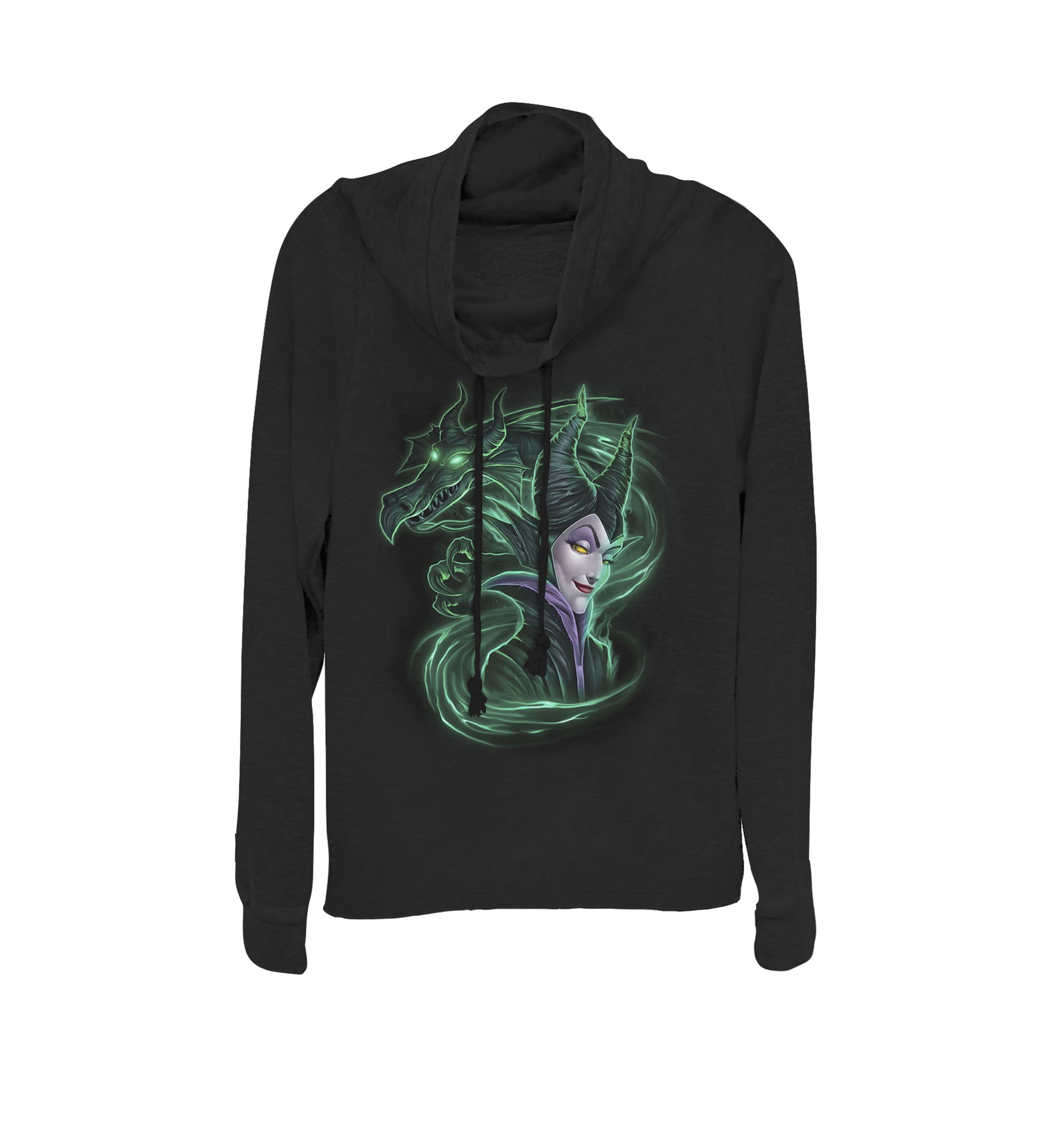 Juniors Sleeping Beauty Maleficent Dark Magic Cowl Neck Pullover
