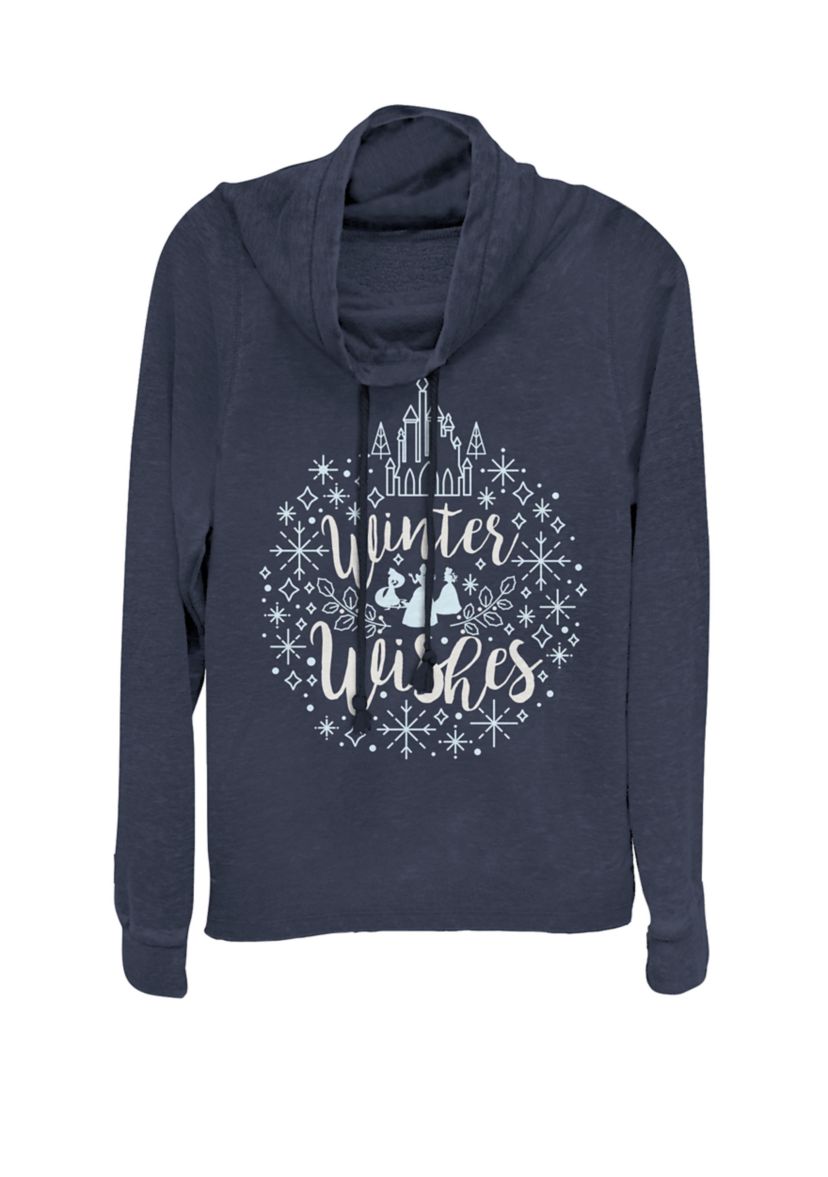 Juniors Princess Winter Wishes Cowl Neck Pullover