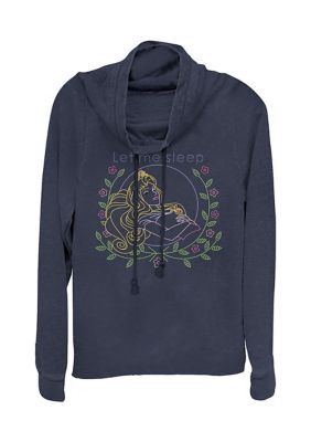 Disney Women's Junior's Sleeping Beauty Aurora Let Me Sleep Cowl Neck Pullover, Navy Blue, XXL