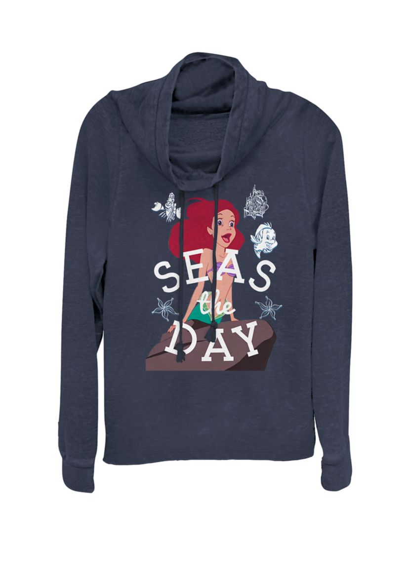 The Little Mermaid Ariel Seas The Day Cowl Neck Graphic Pullover