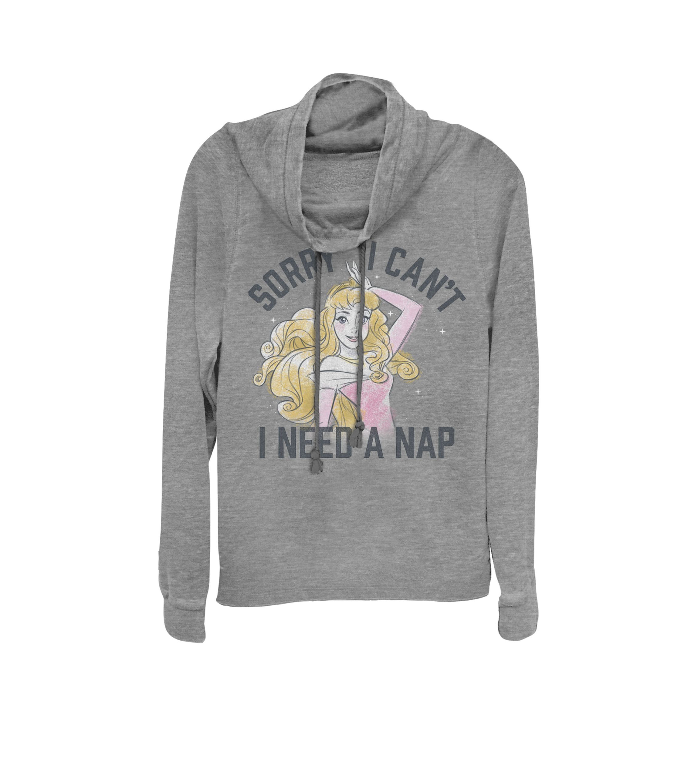 Sleeping Beauty Aurora I Need A Nap Cowl Neck Graphic Pullover