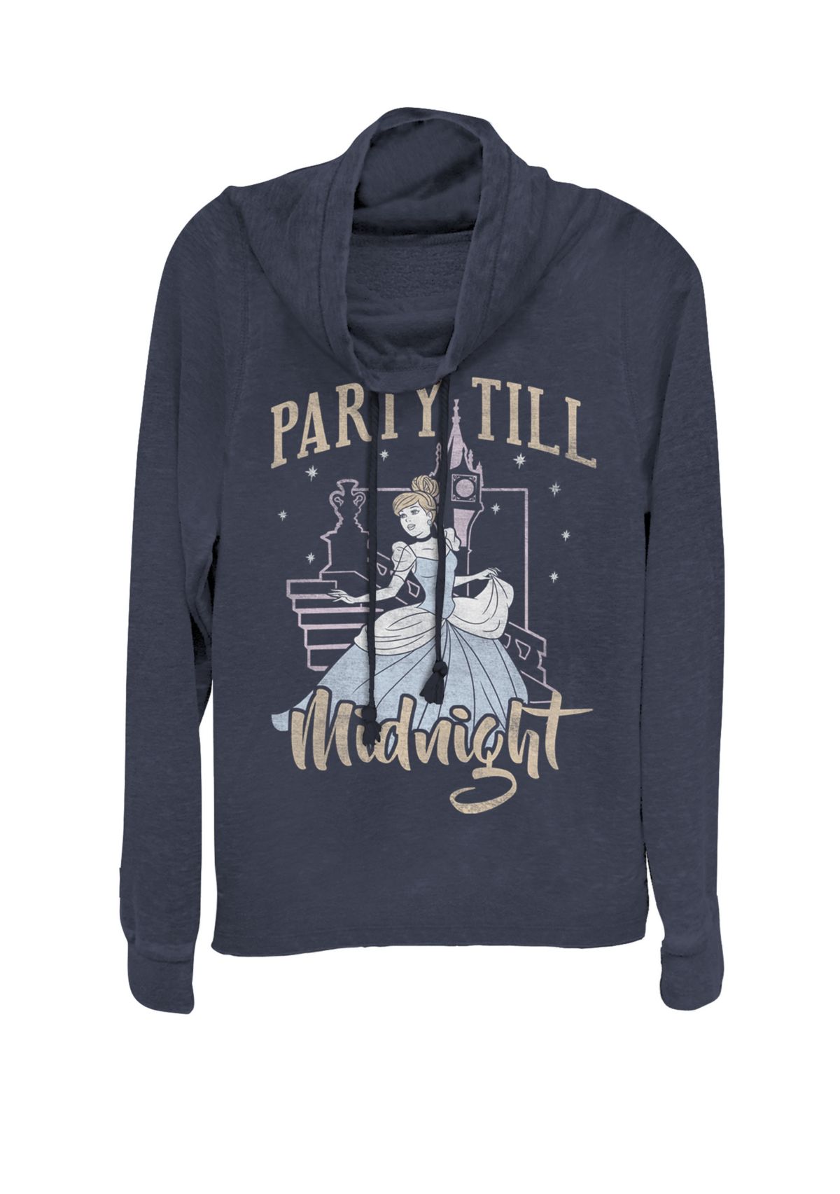 Cinderella Party Til Midnight Cowl Neck Graphic Pullover