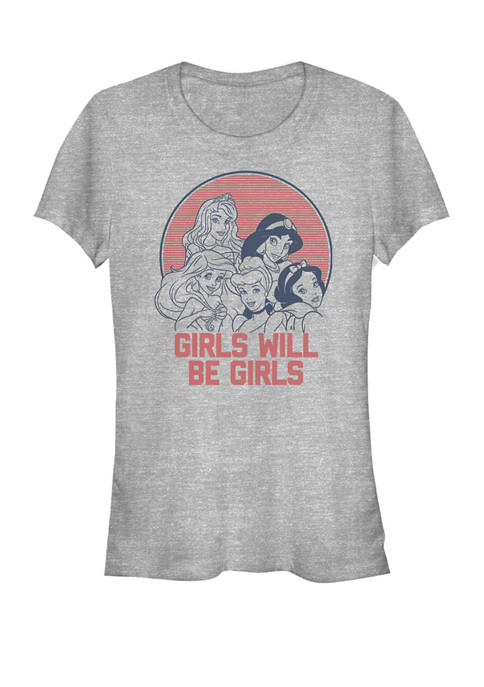 Princesses Girls Will be Girls Text Short Sleeve Graphic T-Shirt