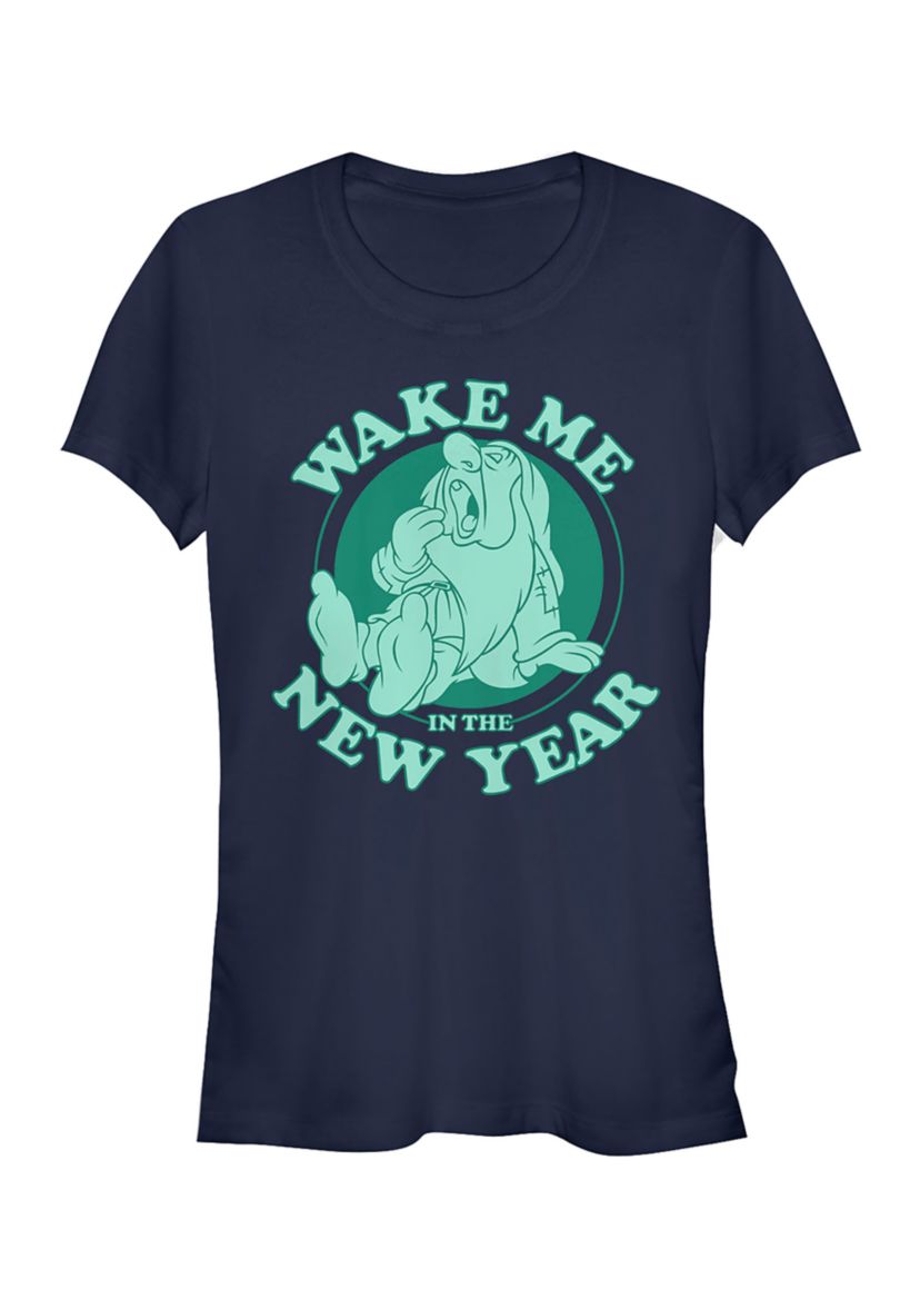 Juniors Sleepy New Year Graphic T-Shirt