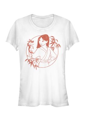 Disney Women's Junior's Mulan Bamboo Graphic T-Shirt, White, Small