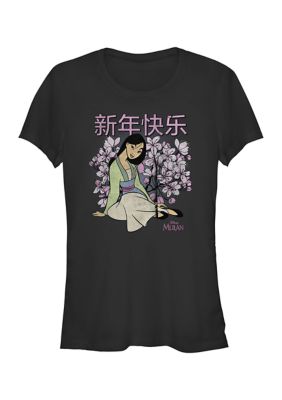 Disney Women's Happy New Year Mulan Graphic T-Shirt, Black, XXL