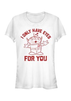 Disney Pixar Women's Junior's Eyes For You T-Shirt, White, 2XL