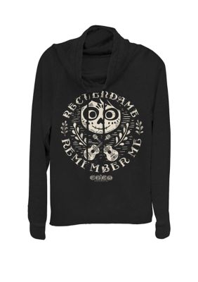 Disney Pixar Women's Coco Miguel Remember Me Cowl Neck Graphic Pullover, Black, Large