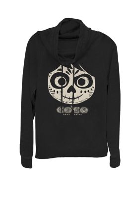 Disney Pixar Women's Coco Miguel Skeleton Face Cowl Neck Graphic Pullover, Black, Large