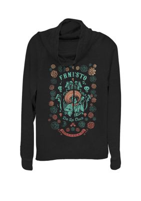 Disney Pixar Women's Coco Ernesto Remember Me Floral Style Cowl Neck Graphic Pullover, Black, Large