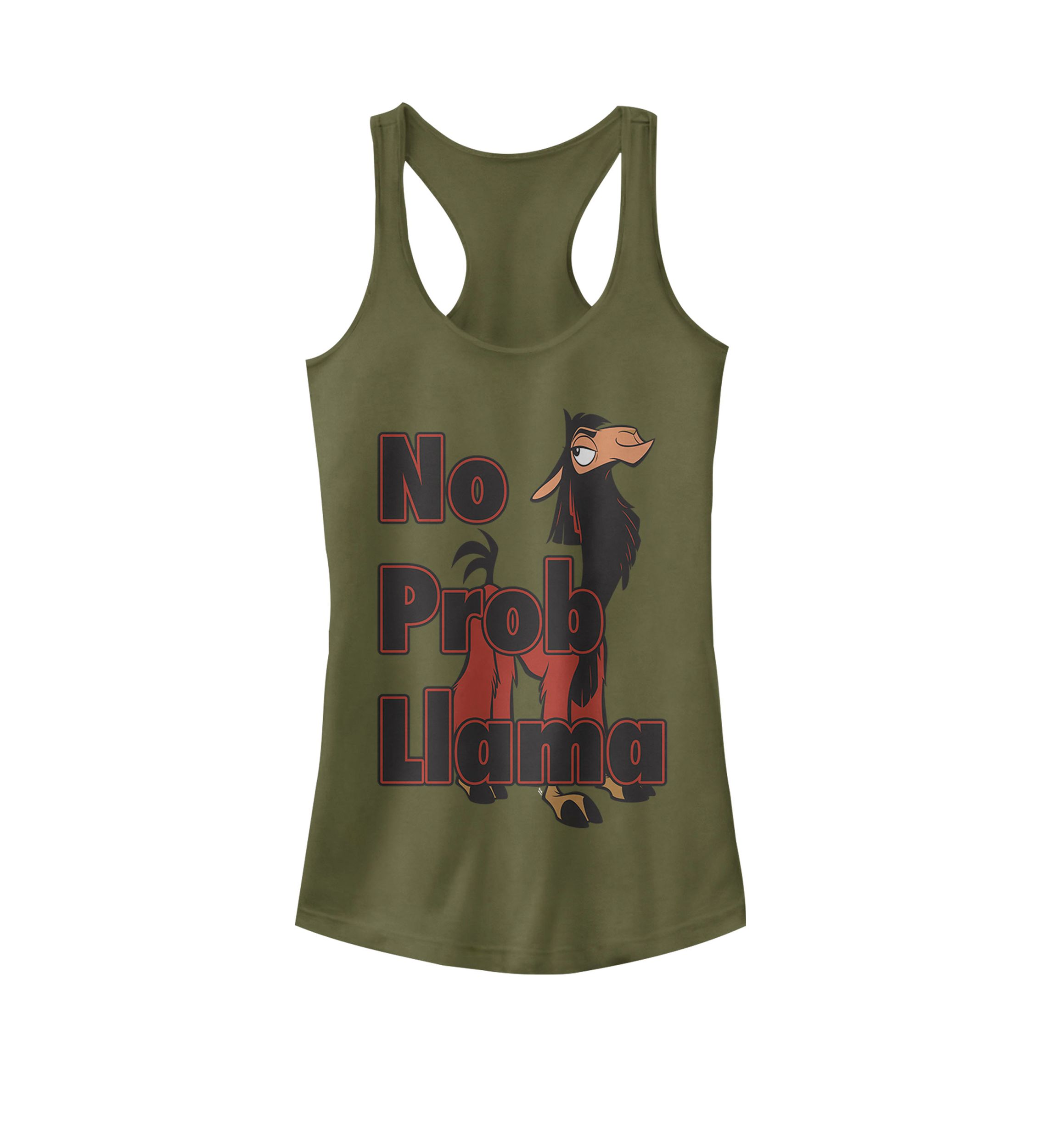 Emperors New Groove No Prob Llama Text Graphic Racerback Tank