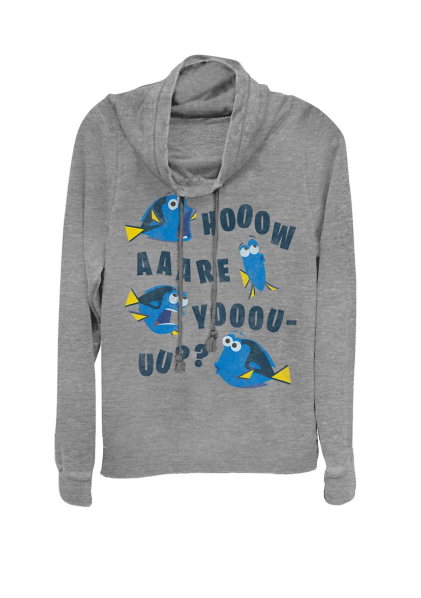 Pixar Finding Dory How Are You Cowl Neck Graphic Pullover