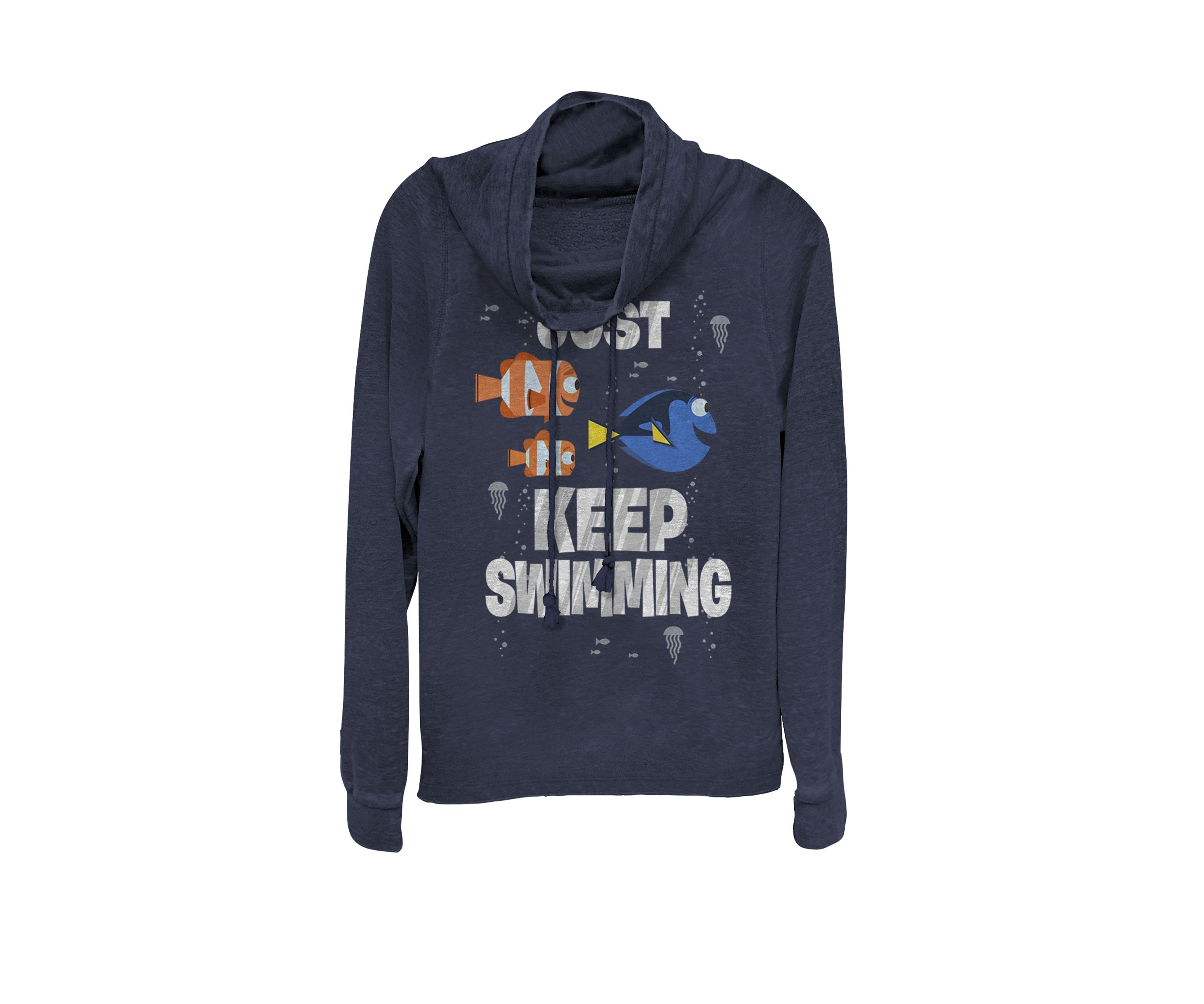 Finding Dory Just Keep Swimming Cowl Neck Graphic Pullover