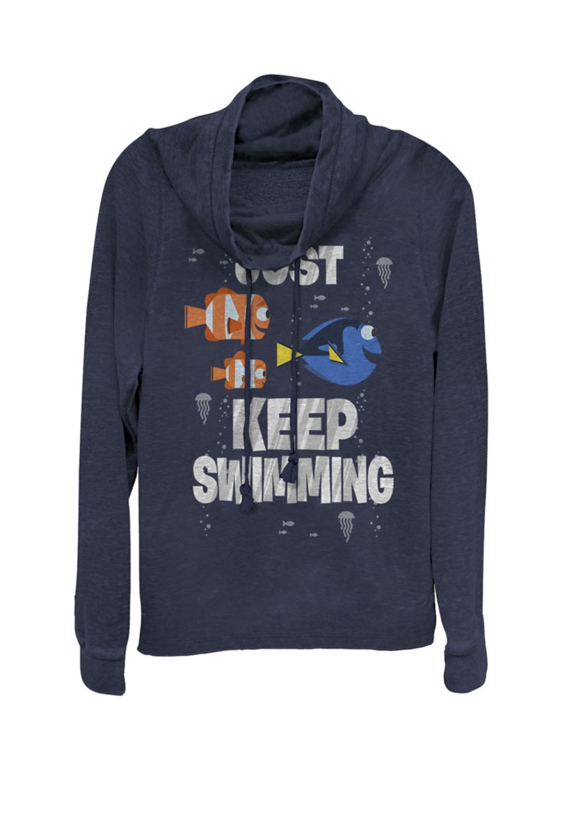 Finding Dory Just Keep Swimming Cowl Neck Graphic Pullover