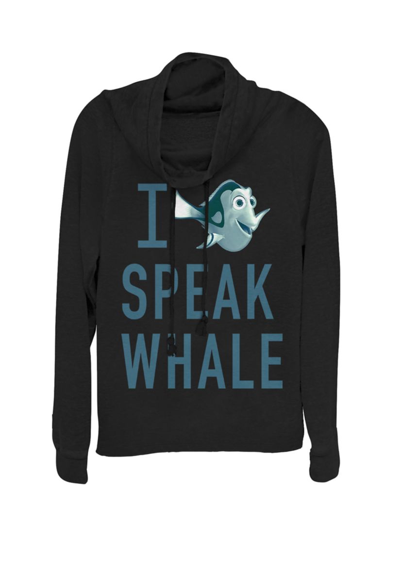 Finding Dory I Speak Whale Cowl Neck Graphic Pullover