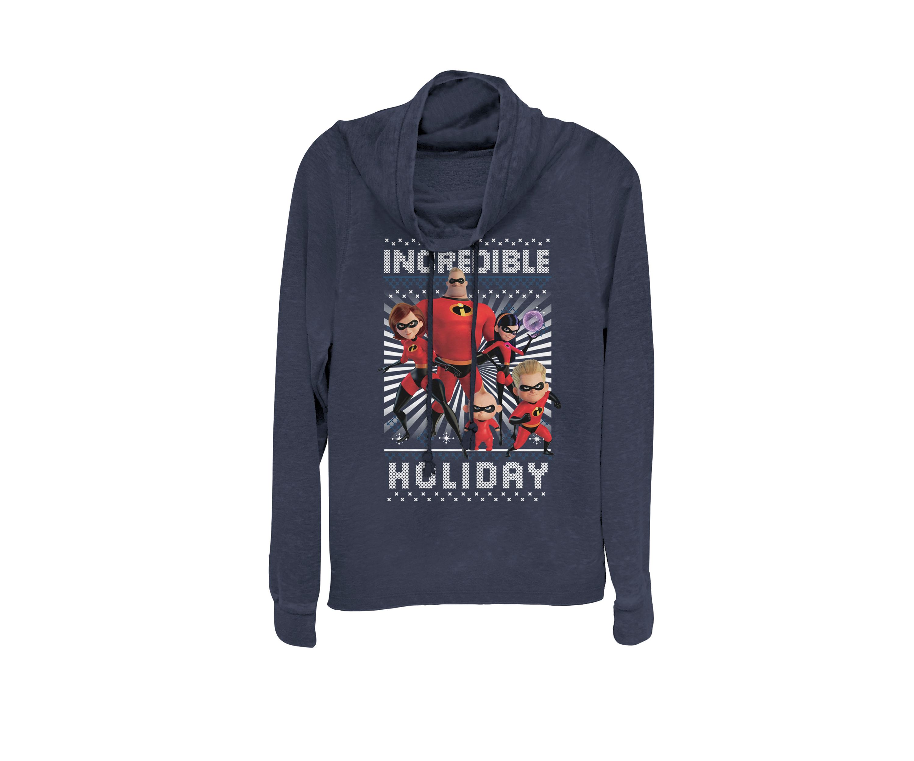 The Incredibles Holiday Family Portrait Cowl Neck Graphic Pullover
