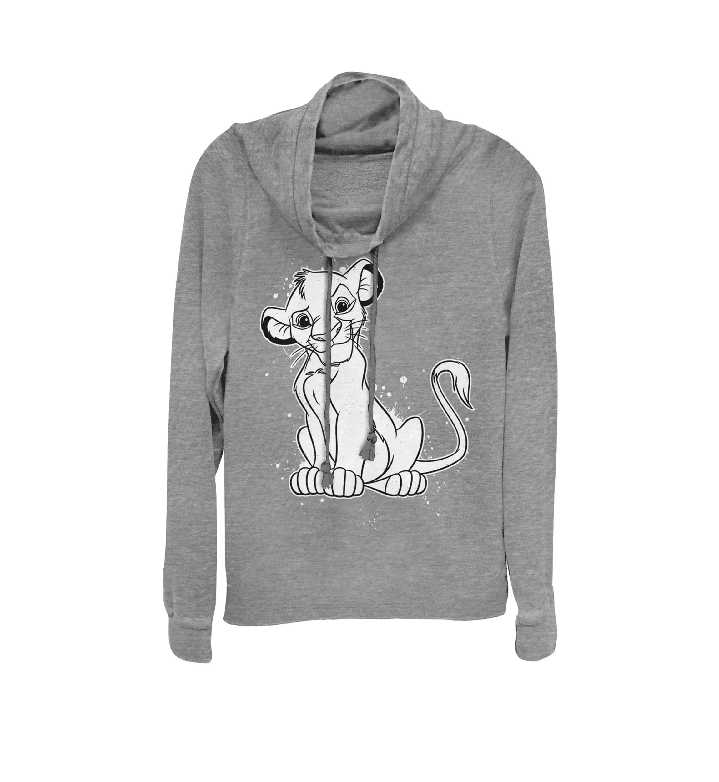 Lion King SimbaSmirk Paint Splatter Cowl Neck Graphic Pullover