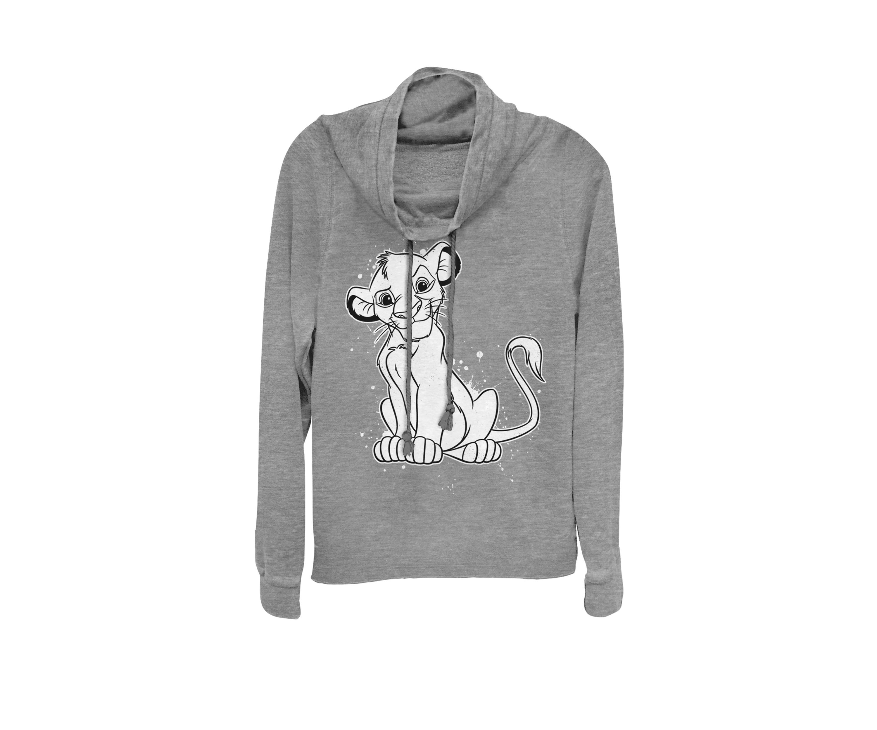 Lion King SimbaSmirk Paint Splatter Cowl Neck Graphic Pullover
