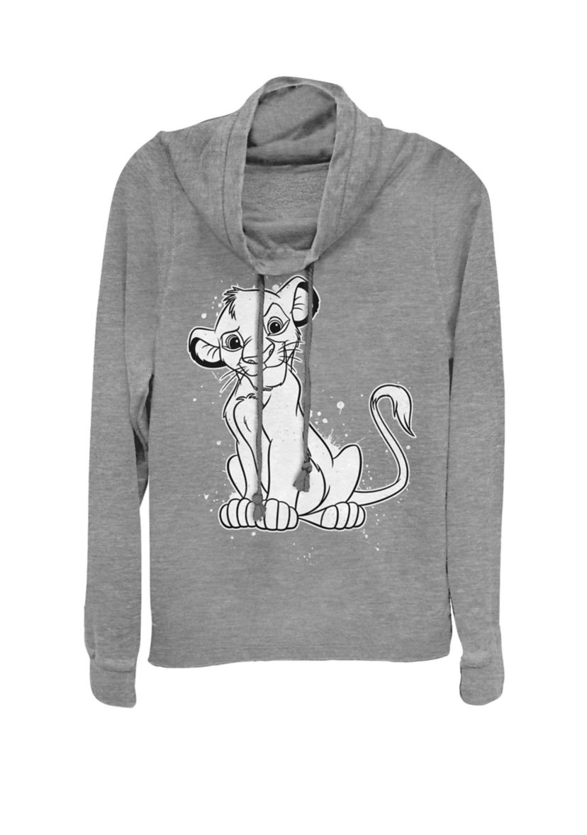 Lion King SimbaSmirk Paint Splatter Cowl Neck Graphic Pullover