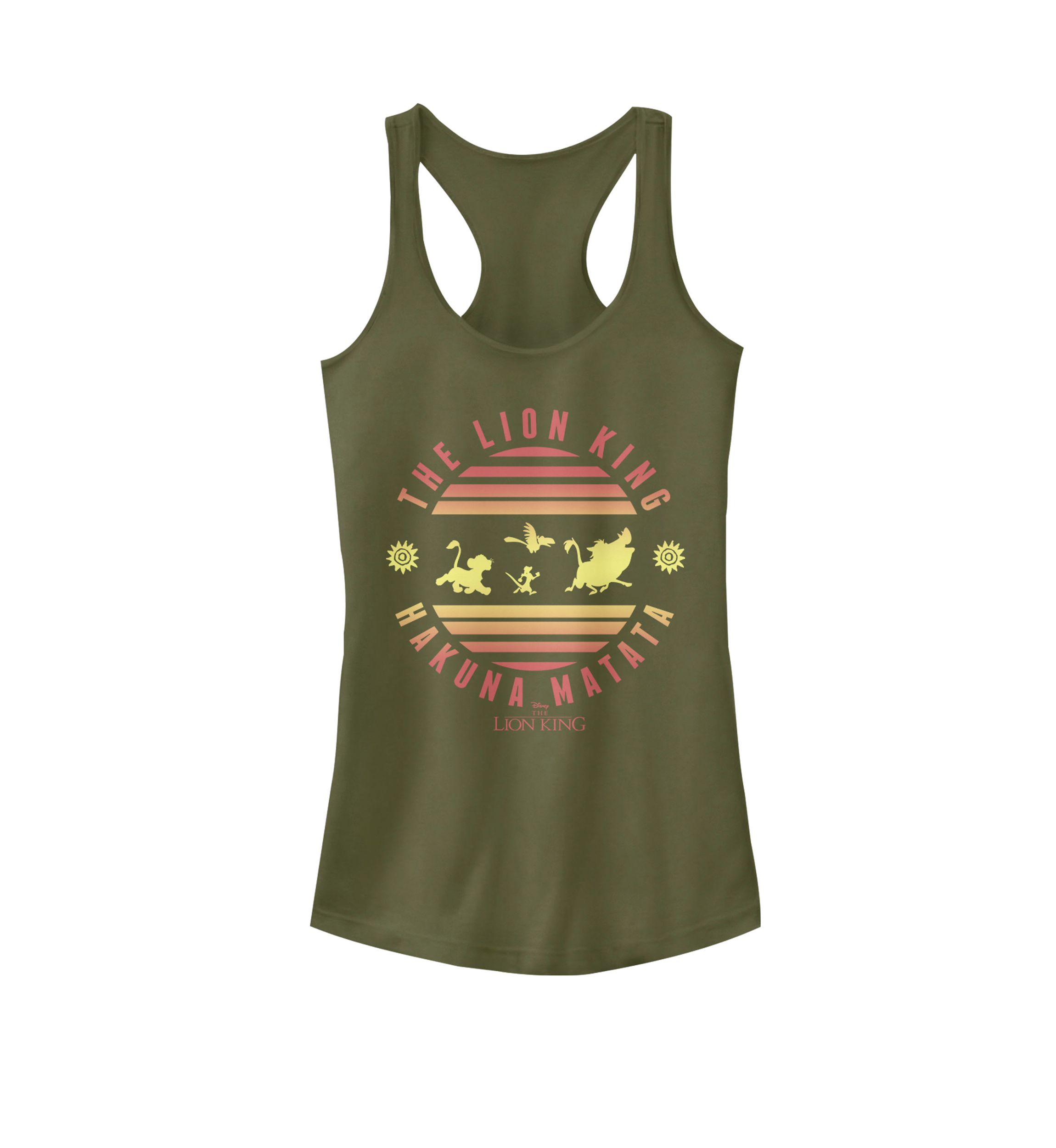 Lion King Hakuna Matata Simba and Crew Sun Gradient Graphic Racerback Tank