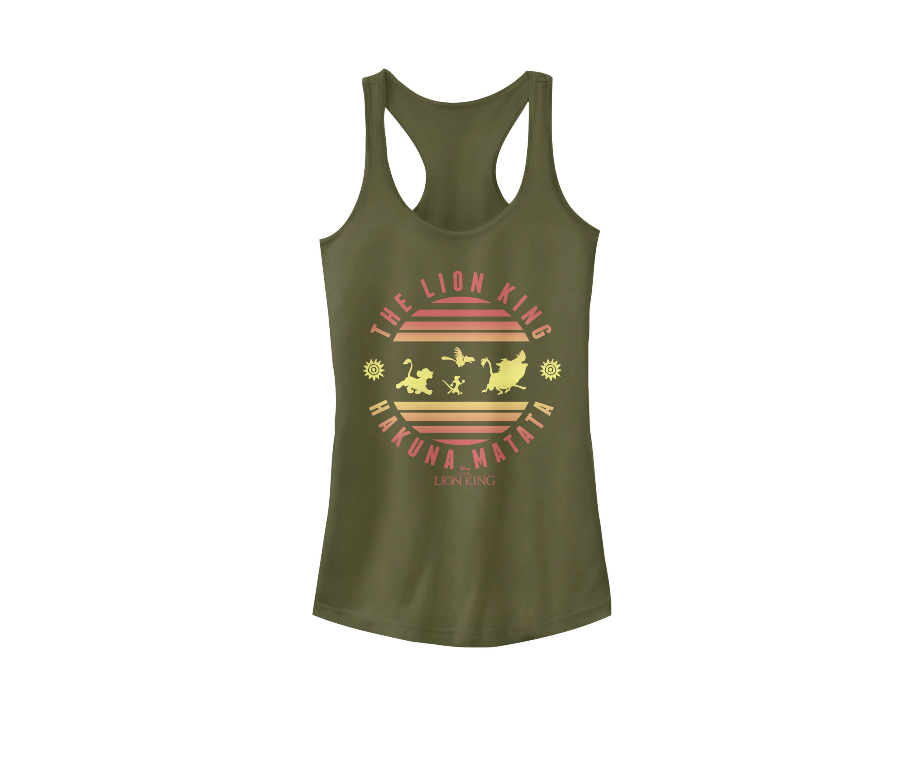 Lion King Hakuna Matata Simba and Crew Sun Gradient Graphic Racerback Tank