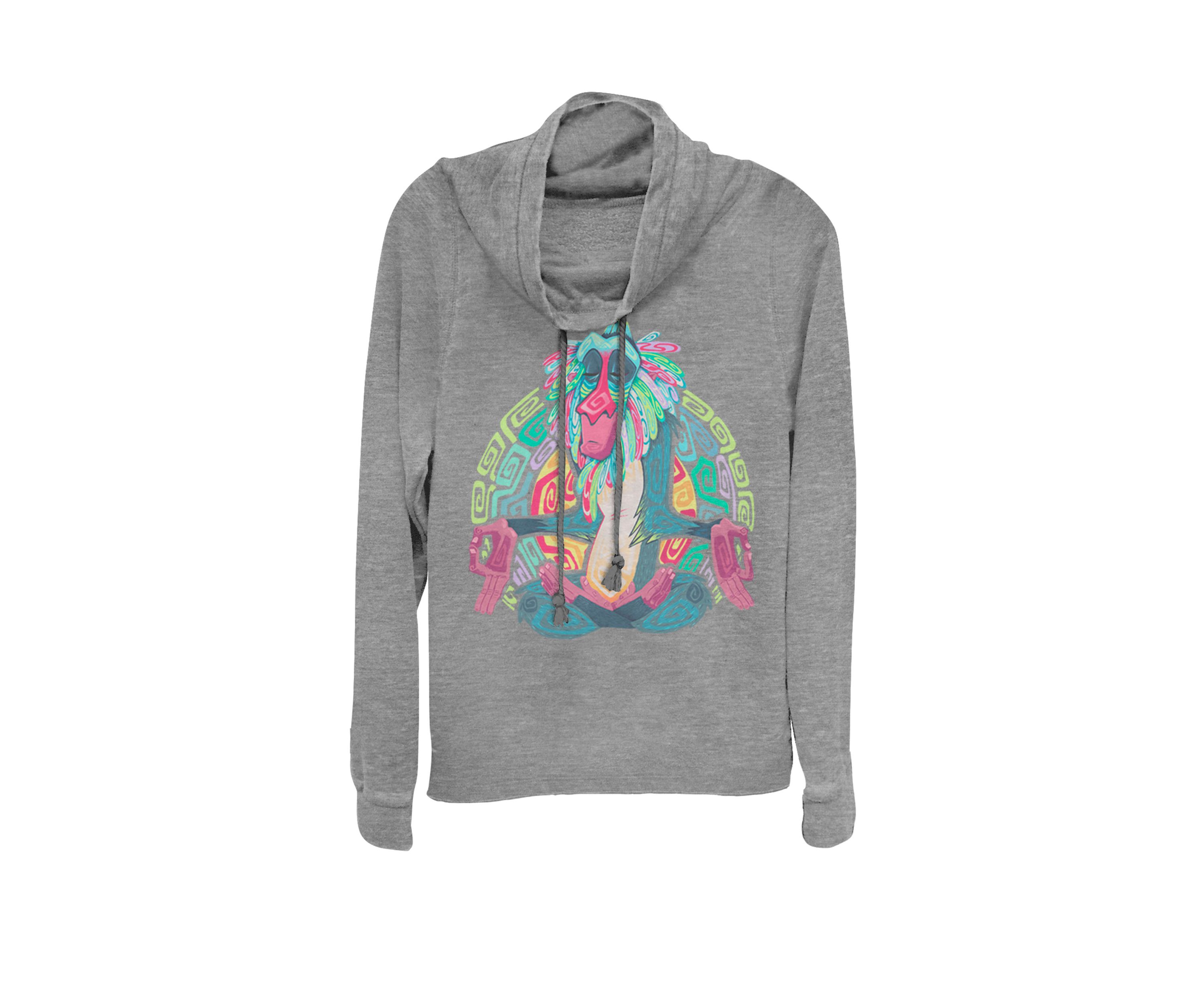 Lion King Rafiki Meditation Cowl Neck Graphic Pullover