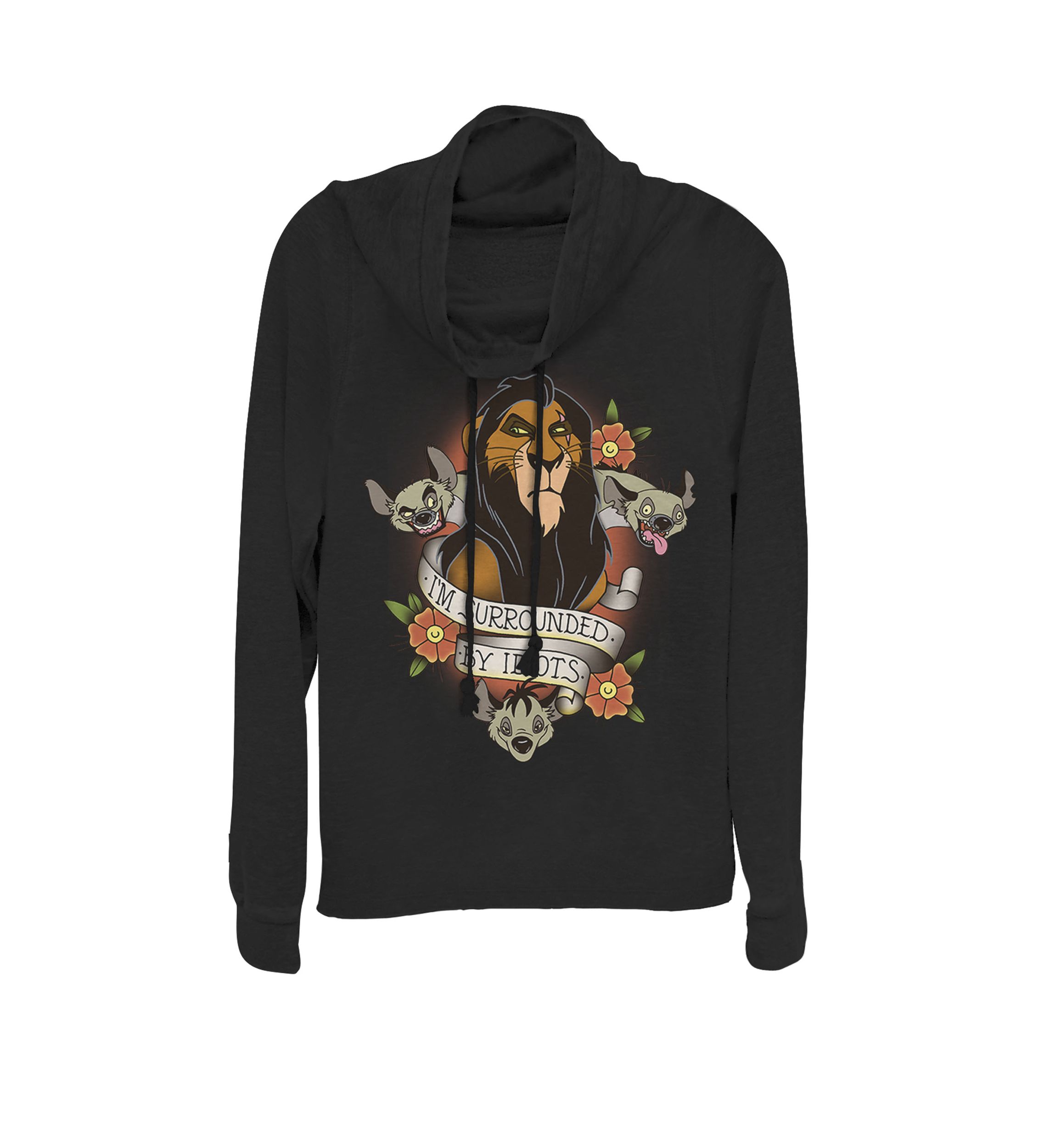 The Lion King Scar With Hyenas Surrounded By Idiots Cowl Neck Pullover
