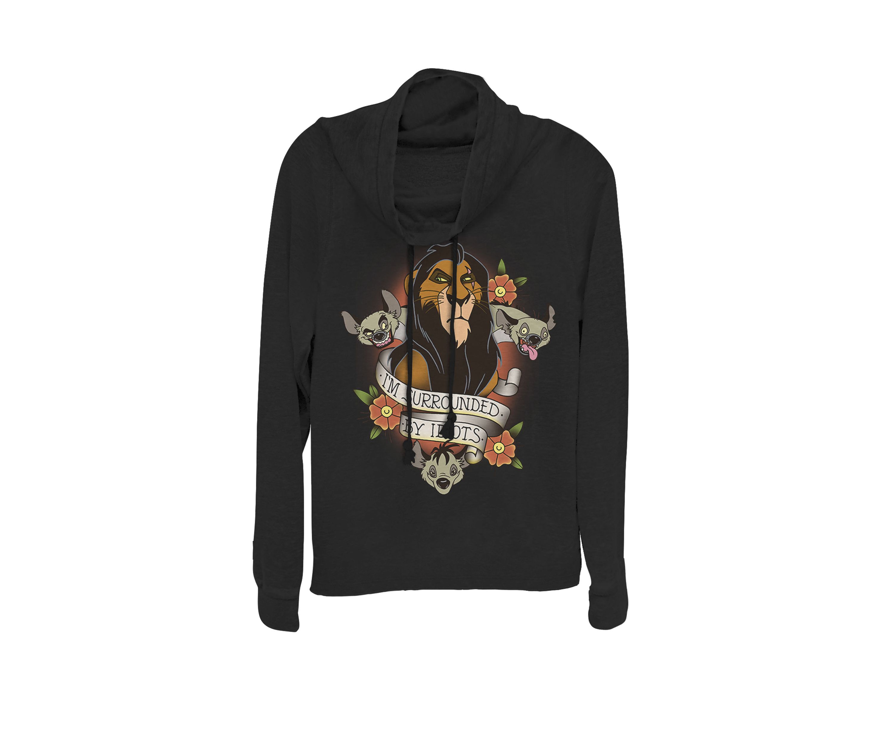 The Lion King Scar With Hyenas Surrounded By Idiots Cowl Neck Pullover