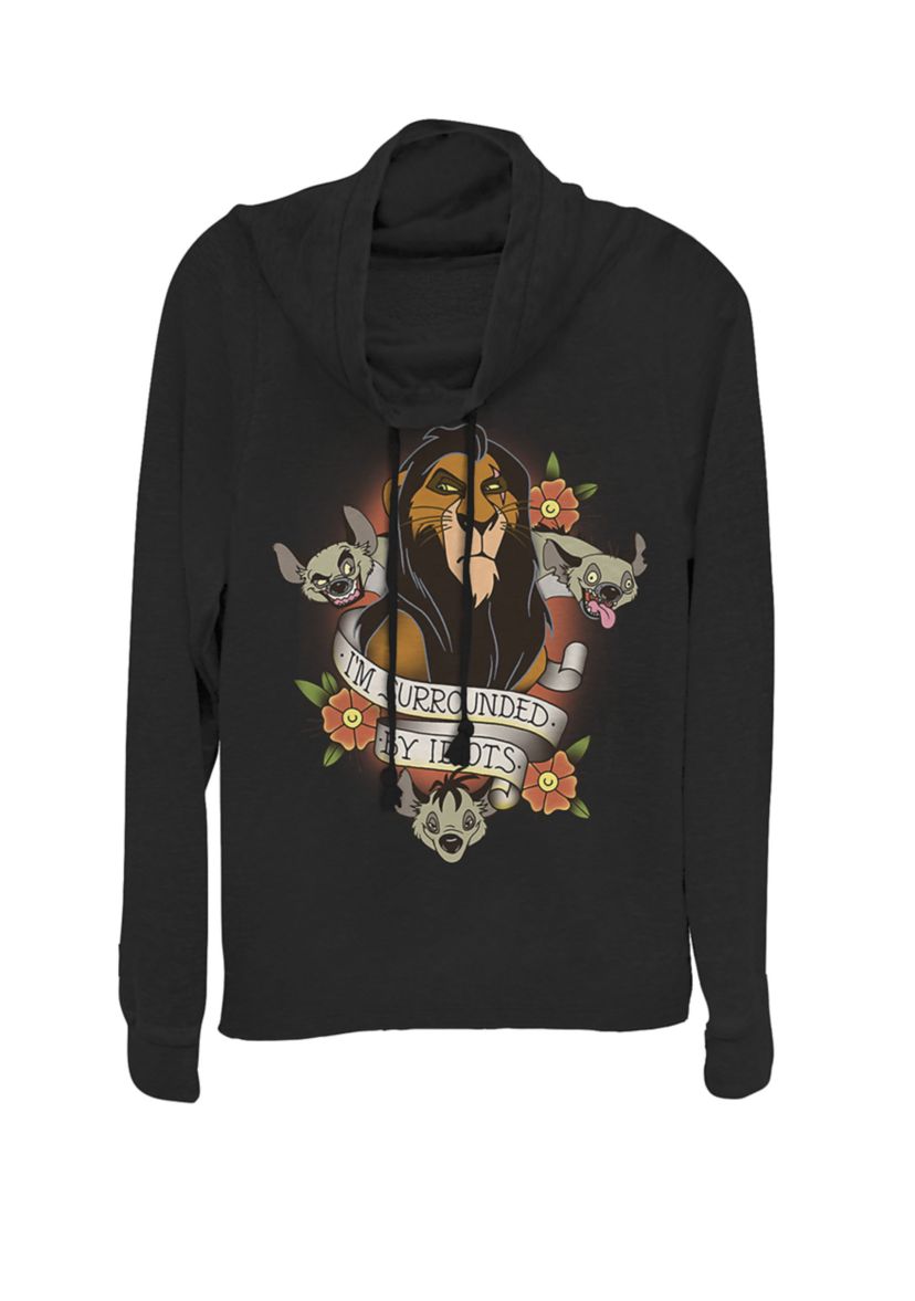 The Lion King Scar With Hyenas Surrounded By Idiots Cowl Neck Pullover